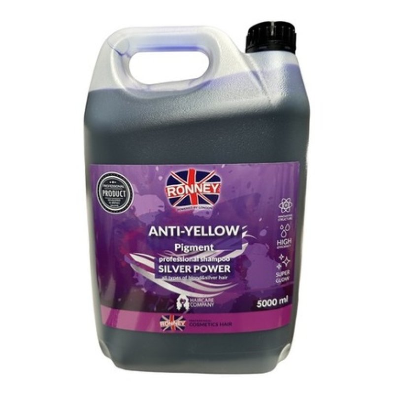 Ronney Silver Shampoo Antiyellow Tint For Silver Blonde And Gray Hair 5 Liters