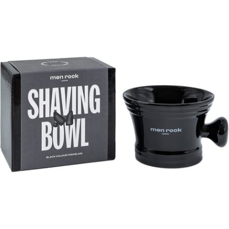 Men Rock Black Porcelain Shaving Bowl with Handle for Comfortable Grip