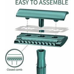 Eco Razor Metal Razor for Women and Men Wet Shaving Single Blade Sustainable Zero Waste Emerald Green Bambaw