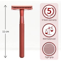 Bambaw Metal Safety Razor for Men and Women - Plastic Free and Sustainable - Single Blade Razor - Red