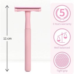 Bambaw Pink Metal Safety Razor for Women - Eco Friendly and Zero Waste Single Blade Shaving Razor