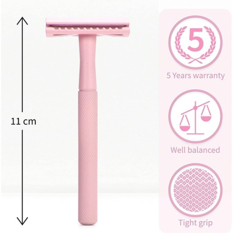Bambaw Pink Metal Safety Razor for Women - Eco Friendly and Zero Waste Single Blade Shaving Razor