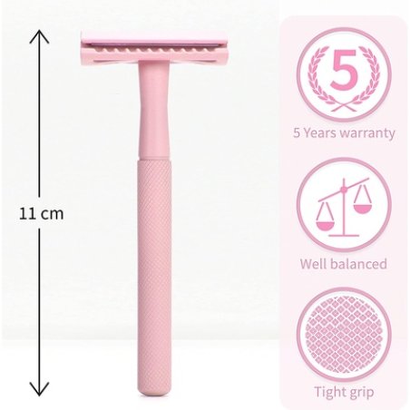 Bambaw Pink Metal Safety Razor for Women - Eco Friendly and Zero Waste Single Blade Shaving Razor