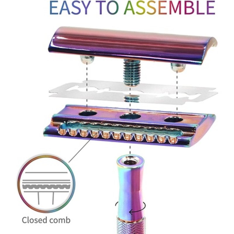 Bambaw Rainbow Metal Safety Razor for Men and Women - Double Edge Eco-Friendly Shaving Razor