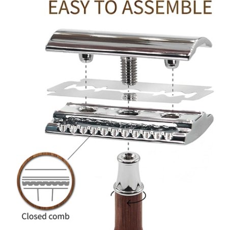 Bambaw Slim Silver Bamboo Safety Razor for Men and Women - Eco-Friendly and Reusable Classic Double Edge Razor