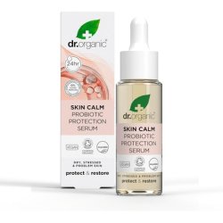 Dr Organic Skin Calm Probiotic Protection Serum For Redness Dry Sensitive Irritable Skin 24hr Moisture Dermatologically
