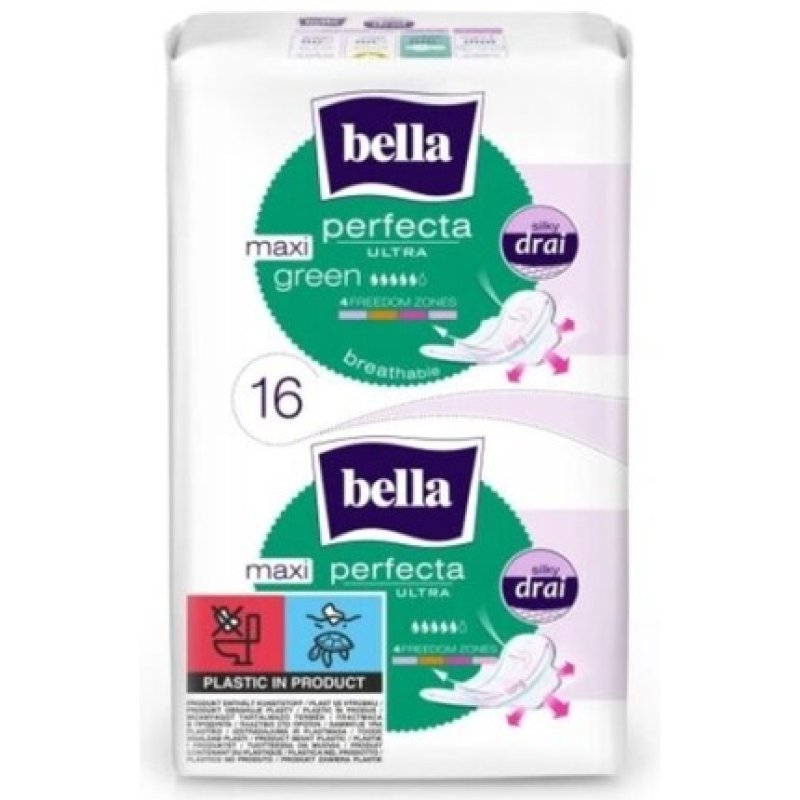 Bella Perfecta Ultra Maxi Green Sanitary Pads 16 Count