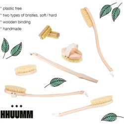 HHUUMM Hand and Nail Brush Double Sided Medium Hard Tampico Bristles Handmade from Beech Wood Vegan Rectangular