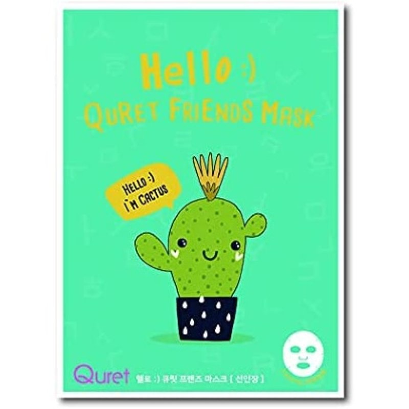 Hello Quret Friends Peel Off Sheet Face Mask Cactus Soothing Calming Skin Deep Moisturising 25g