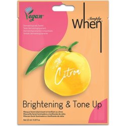 Simply When Vegan Citron Brightening and Tone Up Facial Mask for Fresh and Radiant Complexion - Unisex - Cruelty Free