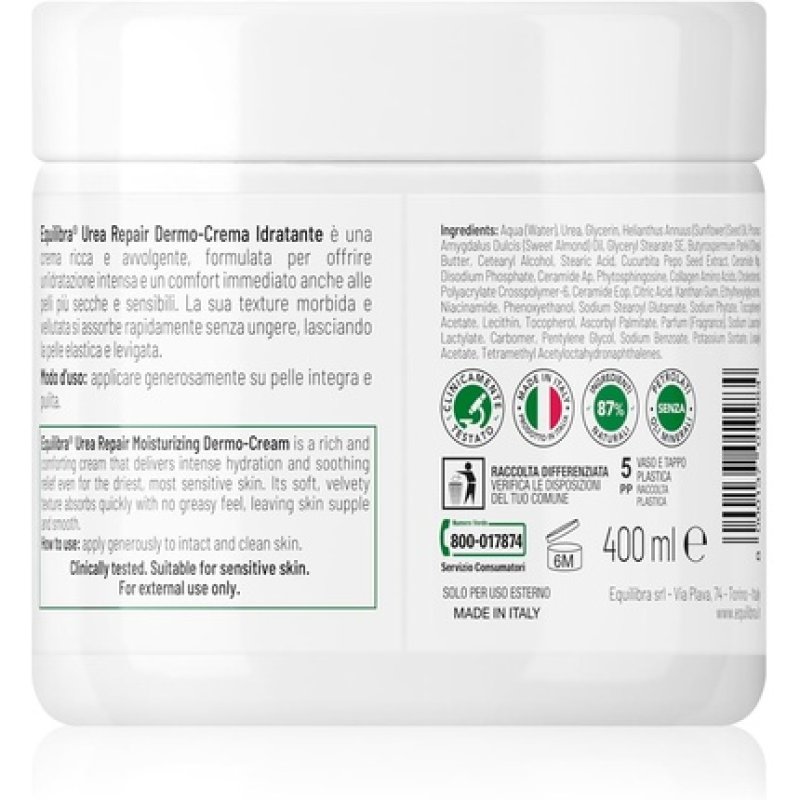Equilibra Moisturizing Cream Urea Repair for Dry, Rough, and Uneven Skin