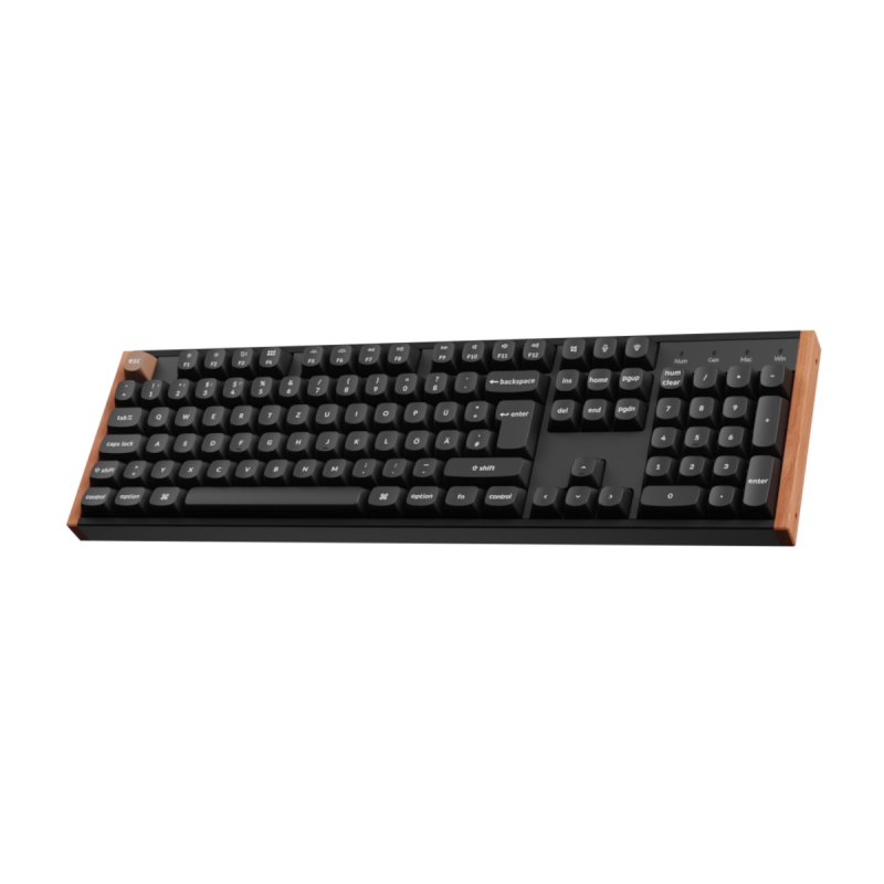 K10 HE (schwarz/holz, DE-Layout, Gateron Double-Rail Magnetic Nebula, Hot-Swap, Aluminiumrahmen, RGB)