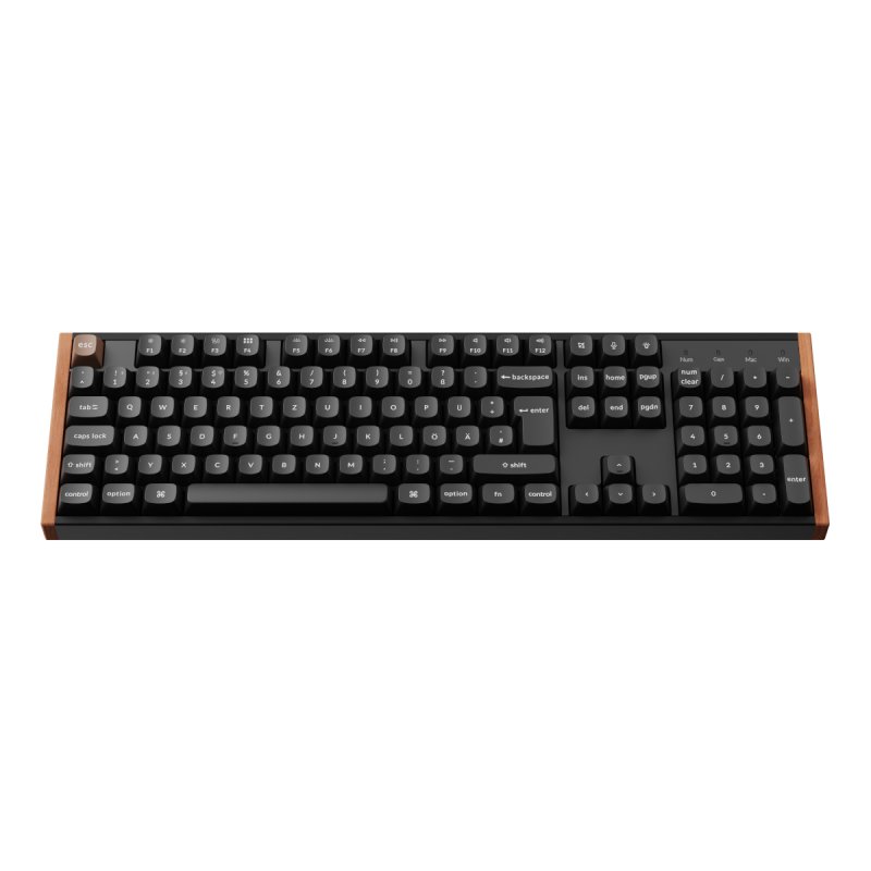 K10 HE (schwarz/holz, DE-Layout, Gateron Double-Rail Magnetic Nebula, Hot-Swap, Aluminiumrahmen, RGB)