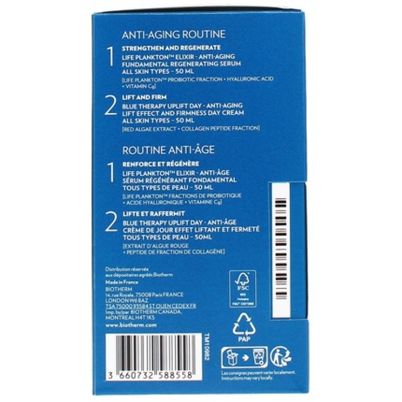 Biotherm Antiaging Routine Gift Set 50ml Life Plankton Elixir Serum & 50ml Blue Therapy Red Algae Uplift Day Cream