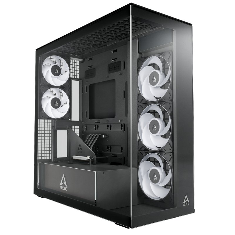 Case Arctic Xtender Vert.GPU Black Clear Glass
