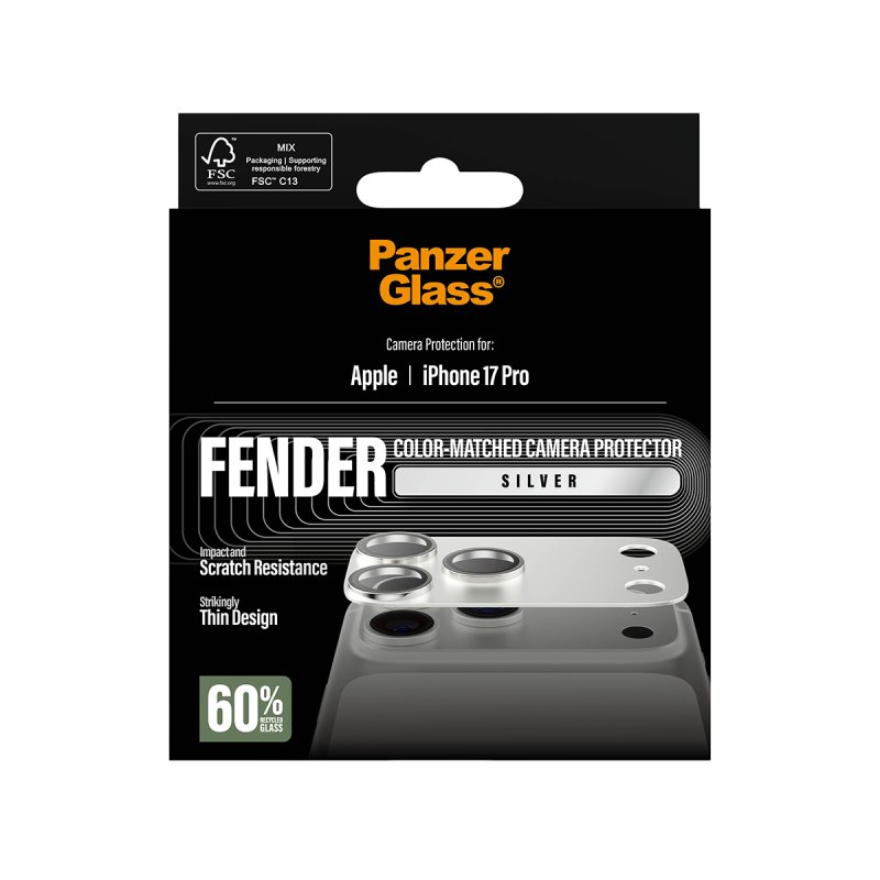 PanzerGlass FENDER Kameraschutz iPhone 17 Pro silber