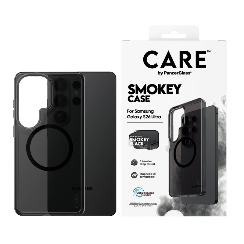 PanzerGlass CARE™ by Urban Explorer Case Smokey w. Black Qi Samsung Galaxy S26 Ultra