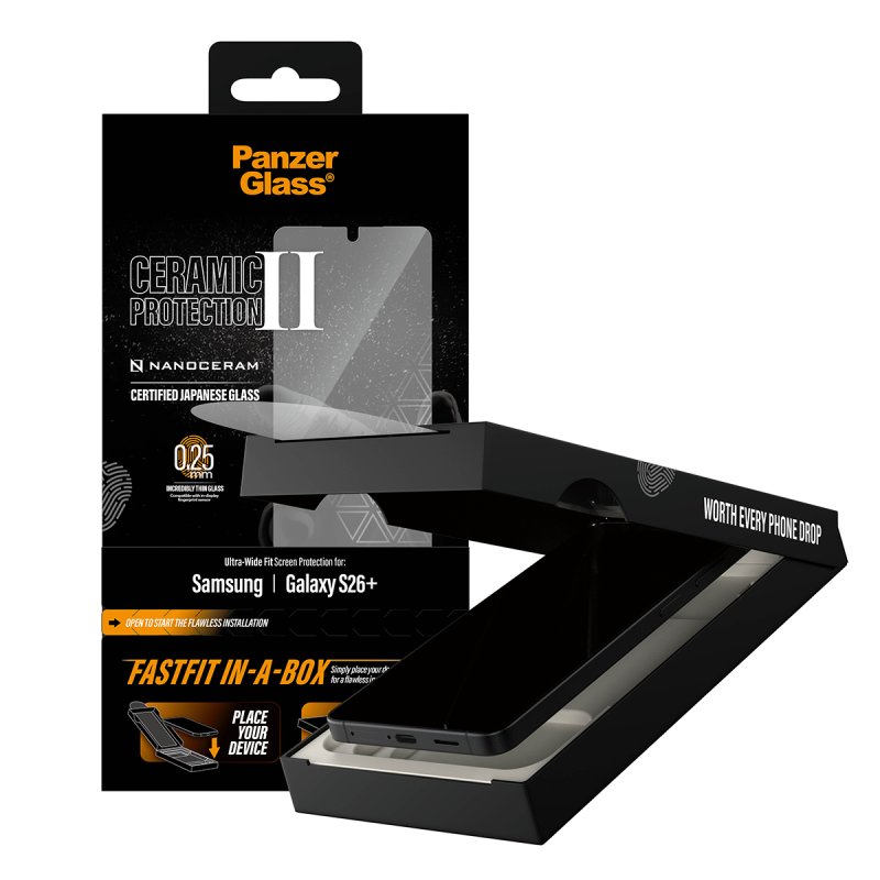 PanzerGlass Ceramic Screen Protector Samsung New Galaxy S 2026 Plus | Ultra-Wide Fit w. FASTFIT IN-A-BOX