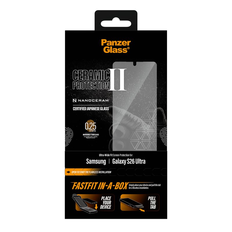 PanzerGlass Ceramic Screen Protector Samsung Galaxy S26 Ultra | Ultra-Wide Fit w. FASTFIT IN-A-BOX