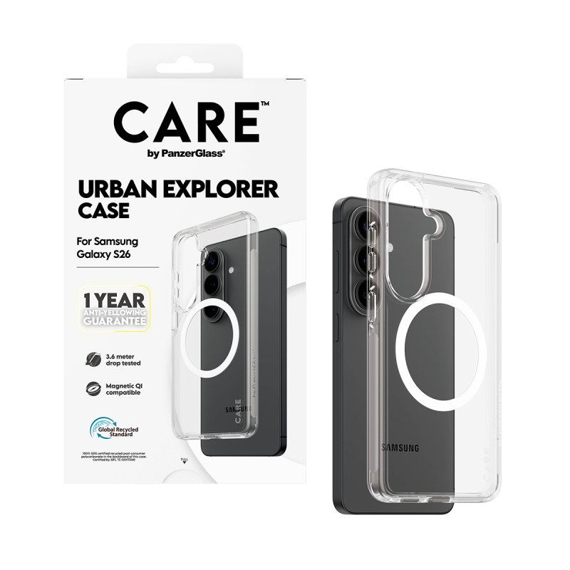 CARE Urban Explorer Case Clear w White Qi Galaxy S26