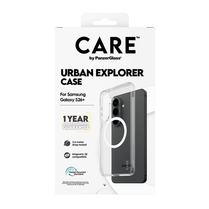 CARE Urban Explorer Case Clear w. White Qi Samsung Galaxy S26 