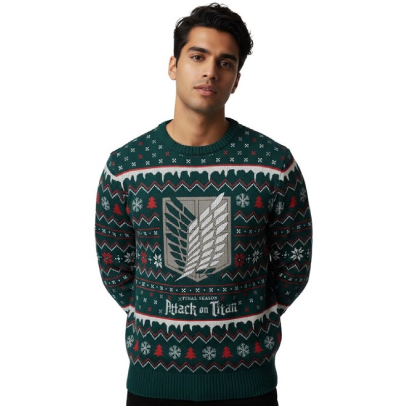 L'ATTAQUE DES TITANS - Bataillon exploration - Pull de Noël Homme (L)