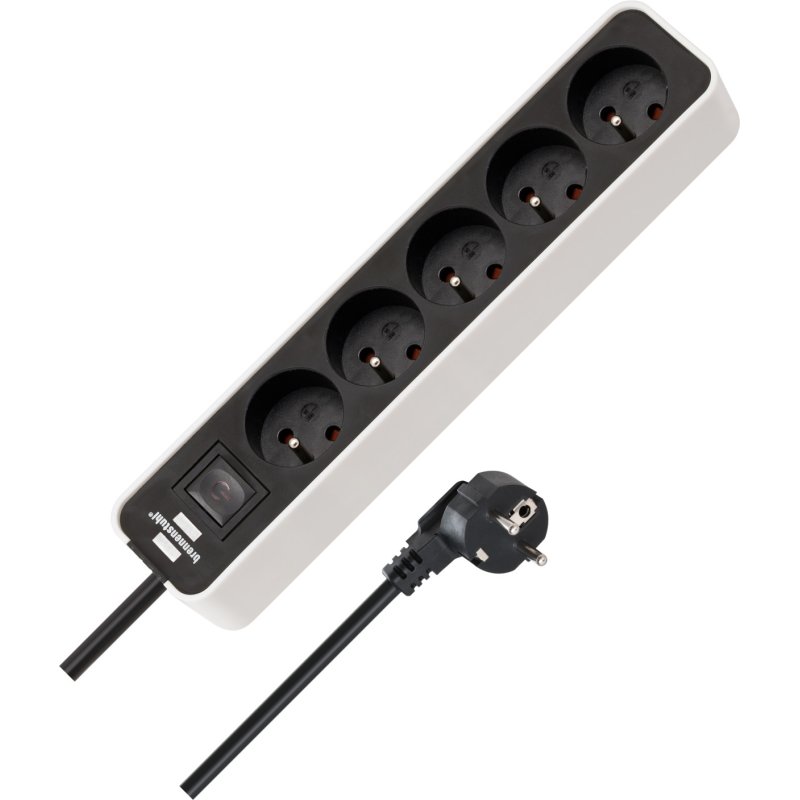 Brennenstuhl 1153254520 power extension 5 m 5 AC outlet(s) Indoor Black, White