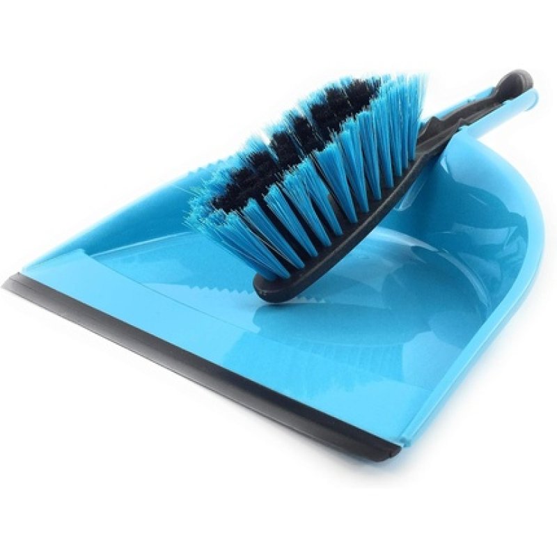 York Azure Hand Broom Set with Rubber Lip - Dustpan and Broom Set - Colorful Shovel Broom Set - Dustpan Width 21.5cm -
