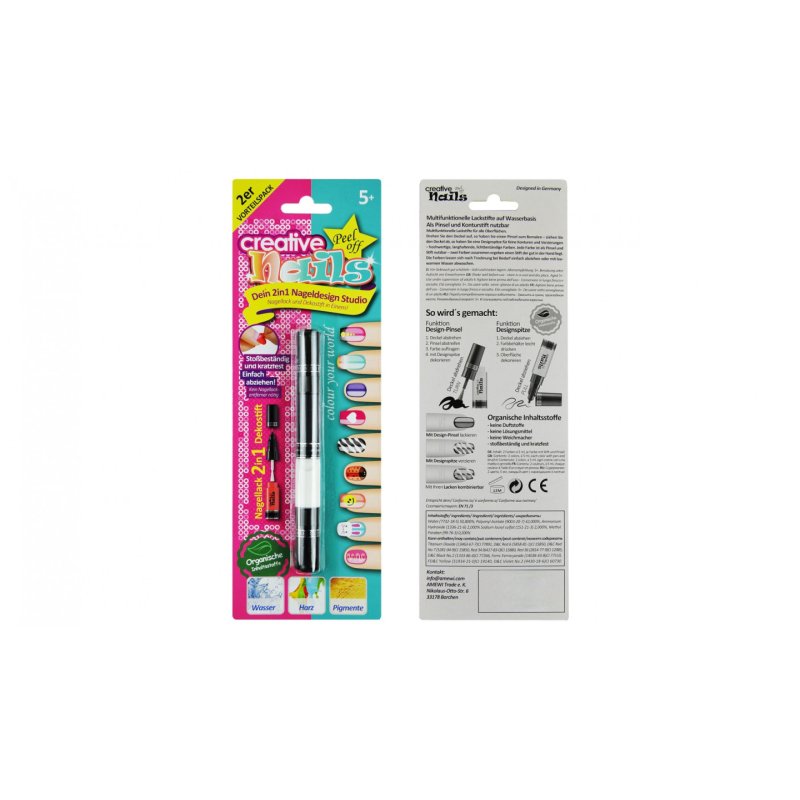 Amewi 303000 Stylo d'art pour ongles Noir, Blanc