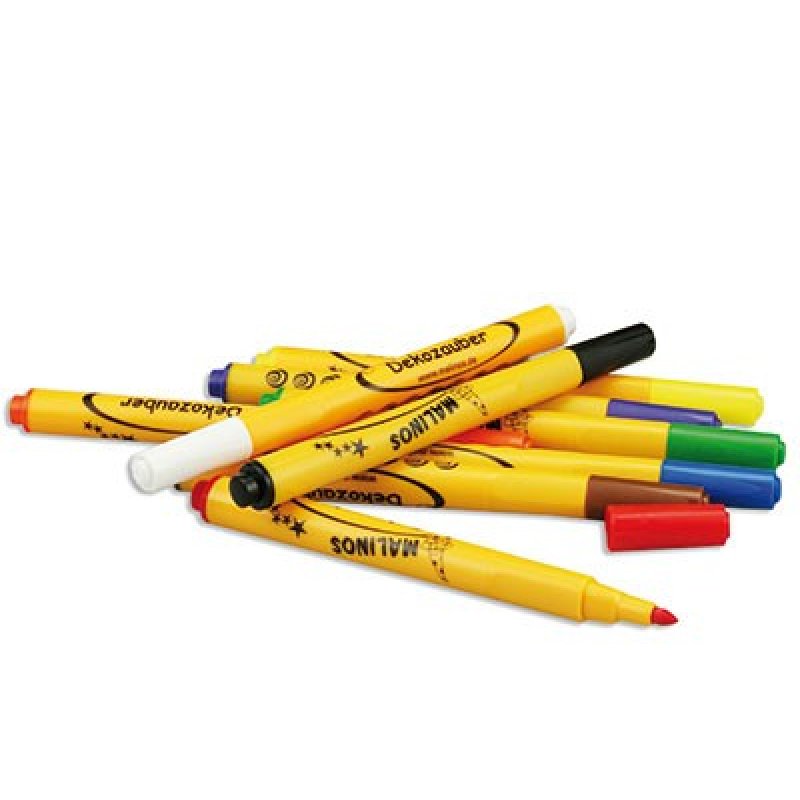 Malinos 300034 felt pen Black, Blue, Brown, Green, Orange, Purple, Red, White, Yellow 9 pc(s)