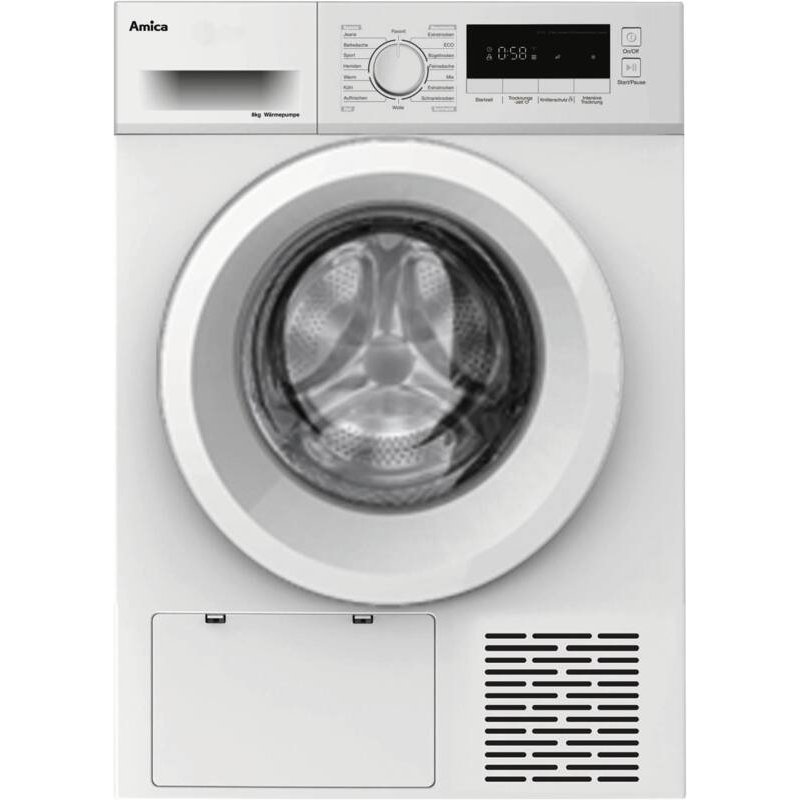 Amica WTP 482 000 sèche-linge Pose libre 8 kg Blanc