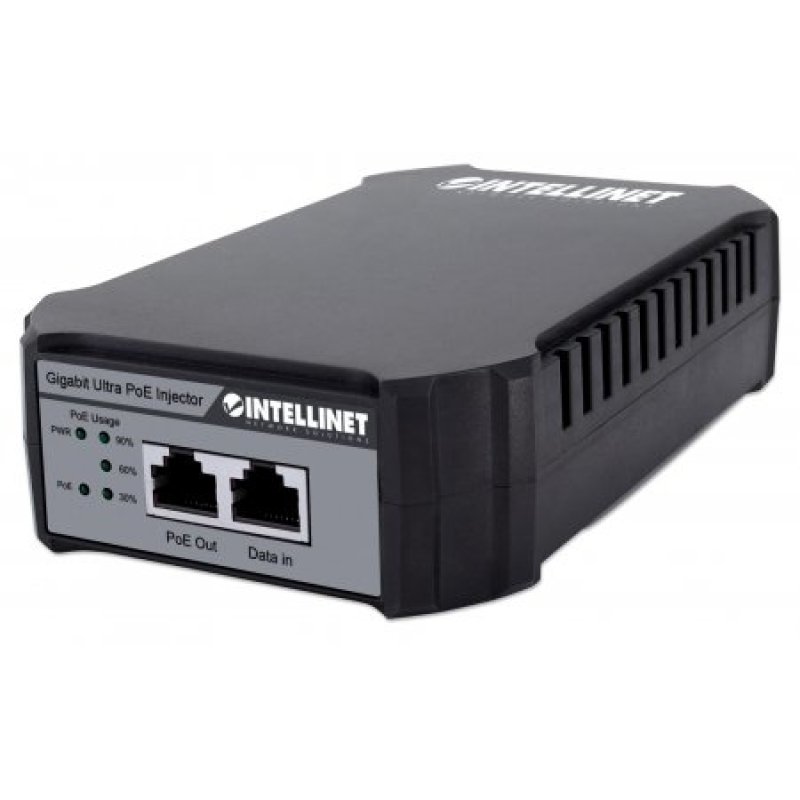 Intellinet Gigabit PoE Injector, One 95 W Port, IEEE 802.3bt (4PPoE) Compliant, Plastic Housing, Wall-mount Option