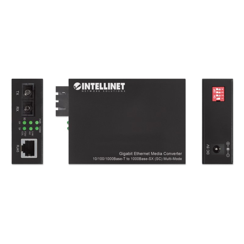 Intellinet Gigabit Ethernet Media Converter 10/100/1000Base-T to 1000Base-SX (SC) Multi-Mode, 550 m (1,800 ft.),