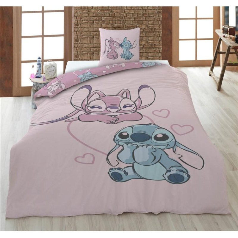 LILO & STITCH -Angel Stitch "Coeur" -Parure de lit 140x200cm 65x65cm