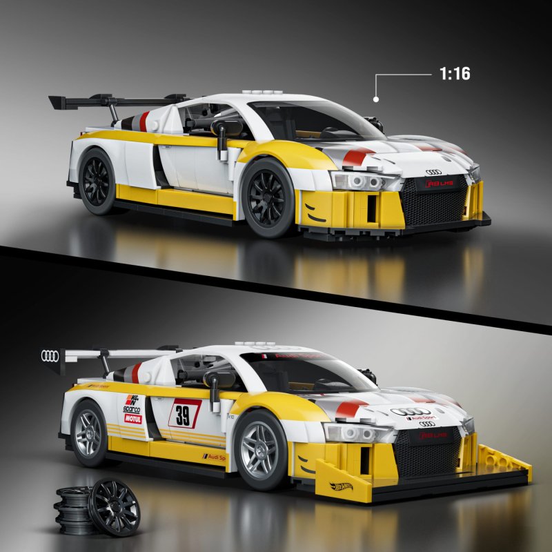 Mattel Brick Shop Hot Wheels ‘15 Audi R8 LMS Building Toy Kit (820 Pieces), for Collectors