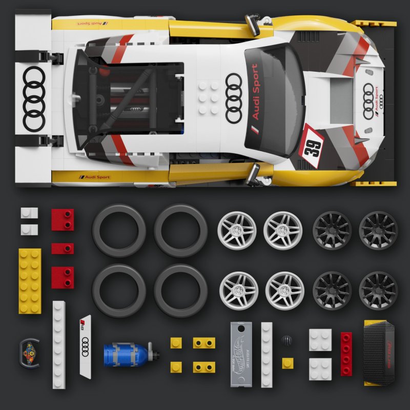 Mattel Brick Shop Hot Wheels ‘15 Audi R8 LMS Building Toy Kit (820 Pieces), for Collectors