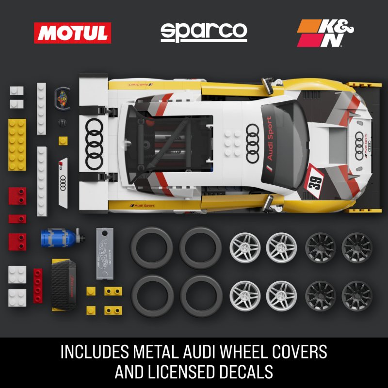 Mattel Brick Shop Hot Wheels ‘15 Audi R8 LMS Building Toy Kit (820 Pieces), for Collectors