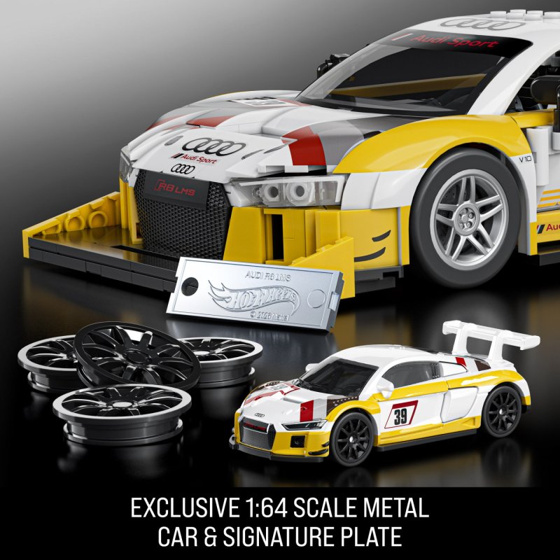 Mattel Brick Shop Hot Wheels ‘15 Audi R8 LMS Building Toy Kit (820 Pieces), for Collectors
