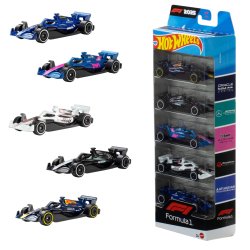 Hot Wheels Formula 1 5-Pack, Set of 5 Die-Cast Toy F1 Cars in 1:64 Scale