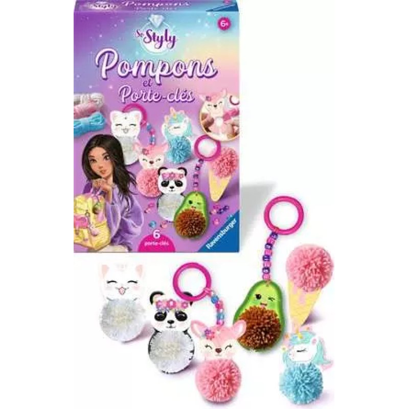 RVG SO STYLY PORTE-CLE POMPON KAWAII
