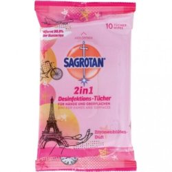 Sagrotan Lemon Blossom Hand and Surface Cleaning Wipes 10 Wipes - Pack of 4