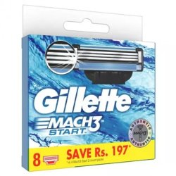 Gillette Mach3 Start Replacement Blades For Razor - 8 Pieces