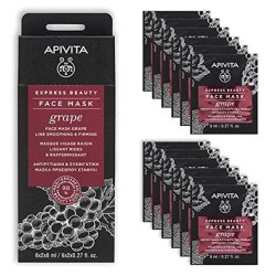 APIVITA Express Beauty Face Mask with Grape, Vitamin E, and A - Fine Lines Smoothing, Firming, Moisturizing,