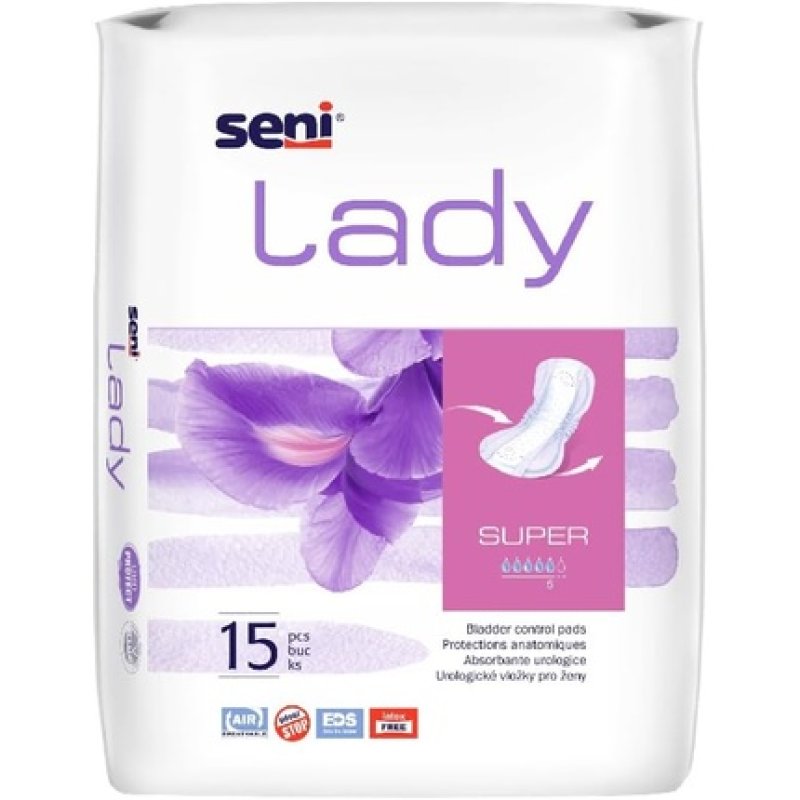 Seni Lady Super Bladder Control Pads for Women Light Incontinence Breathable Extra Dry System Latex Free High Absorbent