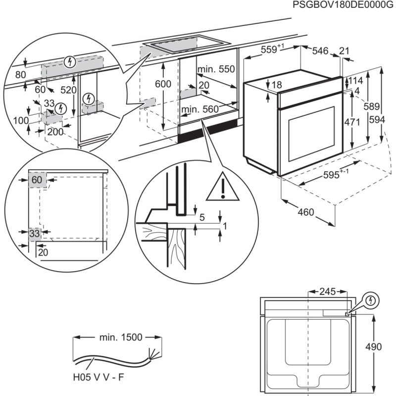 AEG TB8SB73ZAB Einbaubackofen 70L 59,cm Serie 8000 Dampfgarfunktion