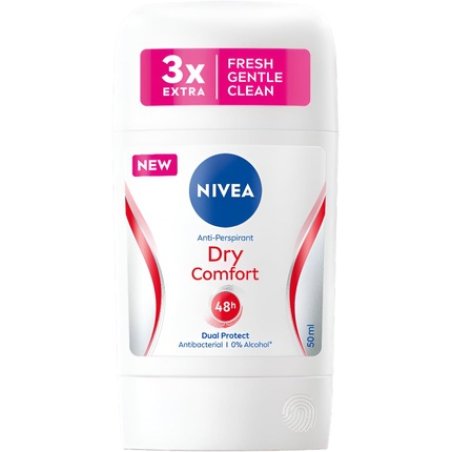 NIVEA Stick Dry Comfort Delicate Reliable Dual-Action Formula Anti-Perspirant 48h Sweat Protection Patented Emulsion