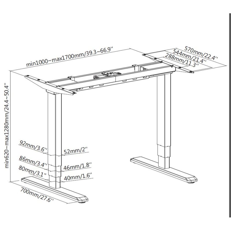 Equip ERGO Electric Sit-Stand Desk Frame, Dual Motor, Grey