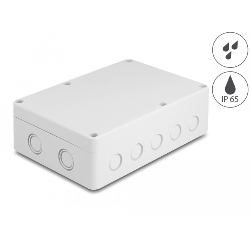 Delock Installationsgehäuse mit Kabeleinführungen 180 x 125 x 57 mm grau