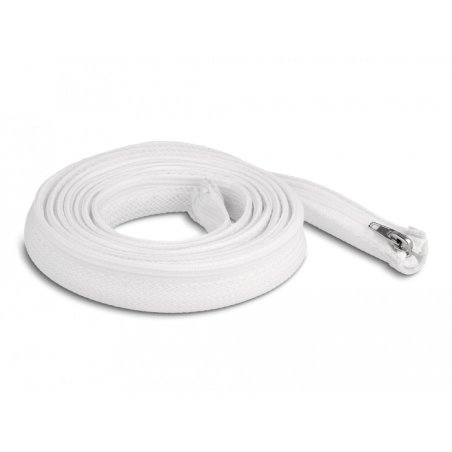 DeLOCK Braided Sleeve with zip fastener heat-resistant 2 m x 20 mm white