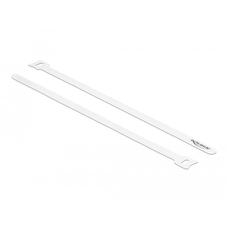 DeLOCK Hook-and-loop cable tie L 300 x W 12 mm white 10 pieces